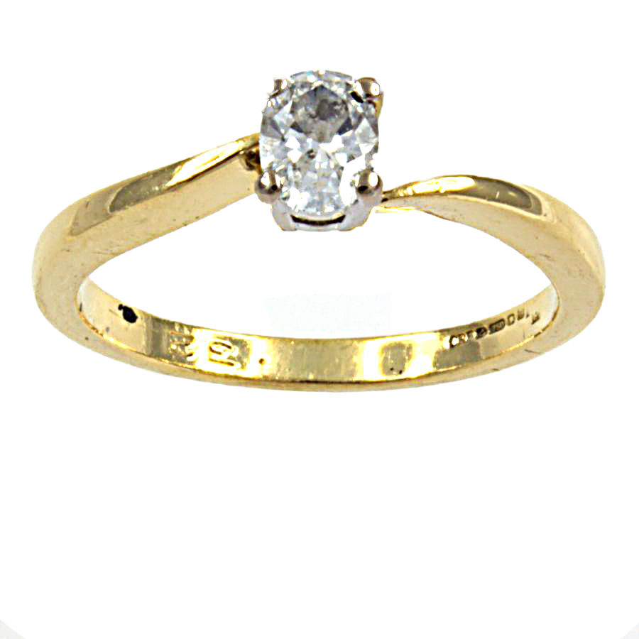 18ct Gold Diamond 32pt Solitaire Ring Size L